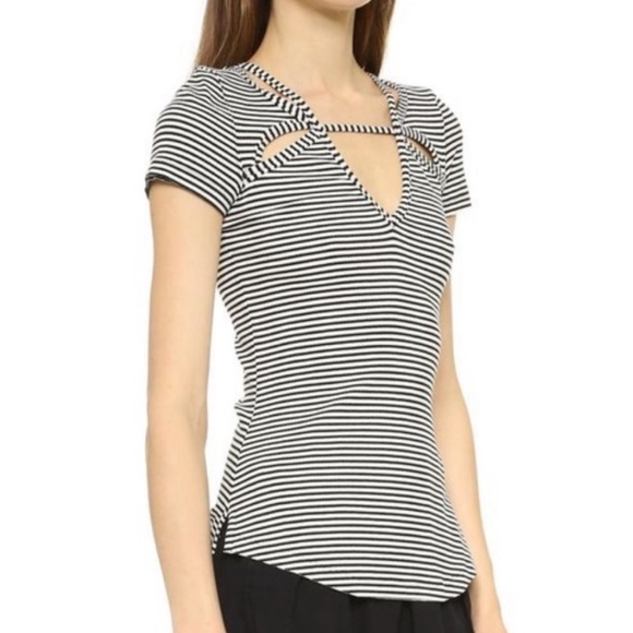 Free People Frenchie Cutout Ribbed Top Tan & Blue - Picture 3 of 8